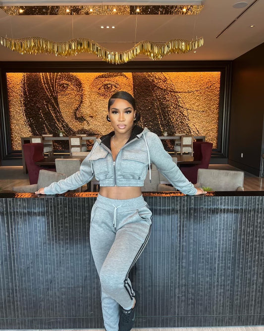 Grey jogger suit